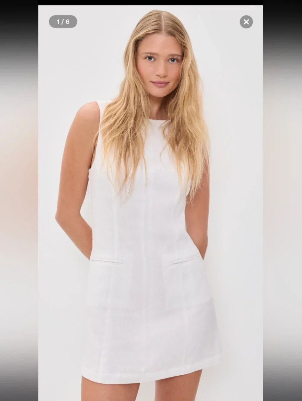 Reformation  Citron White Sleeveless Mini linen  Dress
